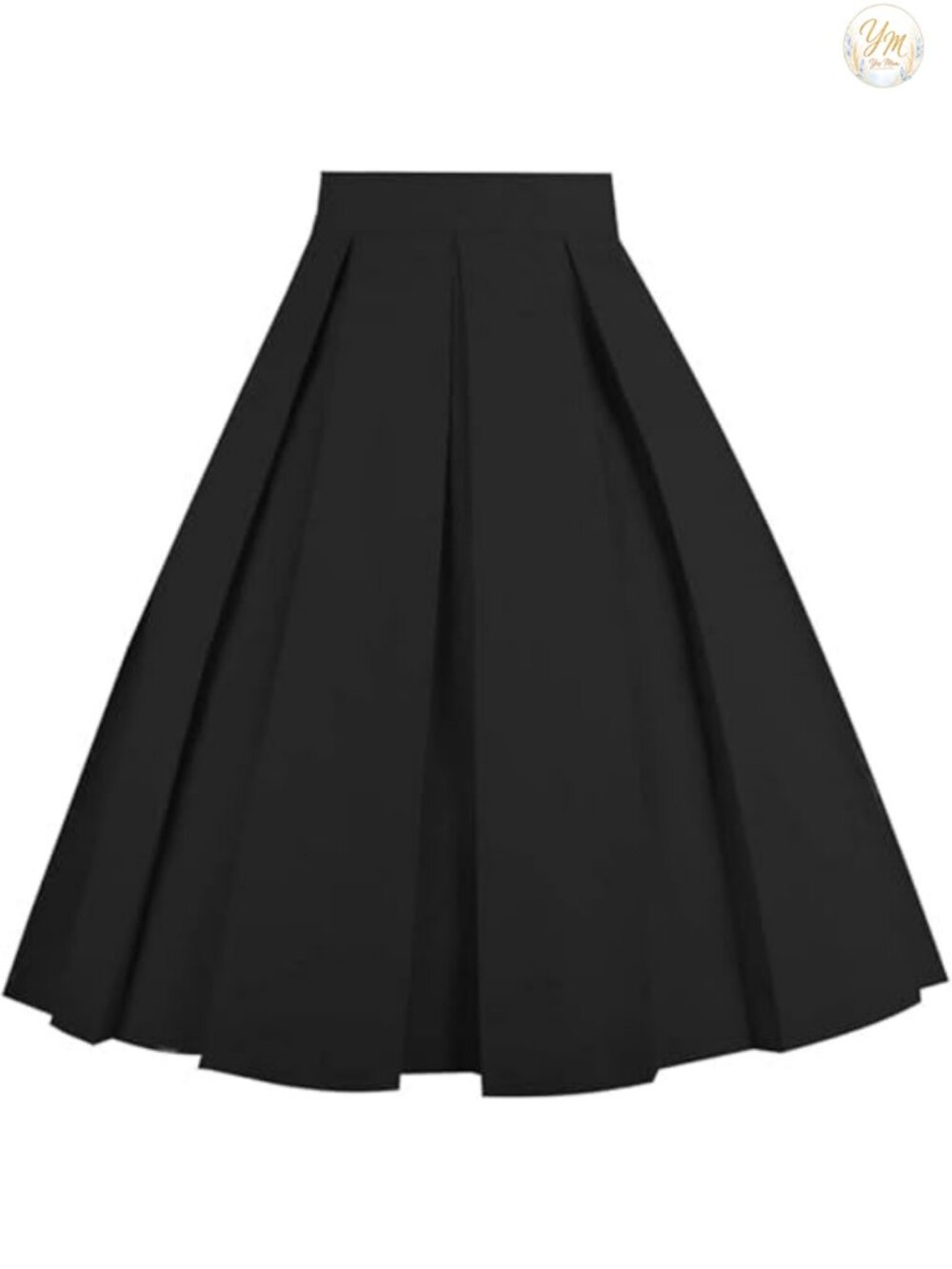 Pleated A-Line Midi Skirt Cotton Blend Casual Work Women's